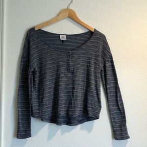 Long sleeve quarter button front shirt PACSUN